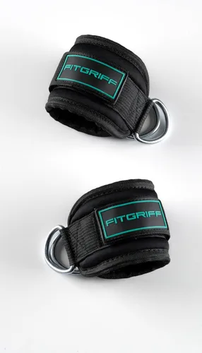 Vista 6 de Fitgriff® Correas de Tobillo V3 para Máquina de Cable (2 Piezas) - Equipo de Entrenamiento para Gimnasio - Accesorio de Polea para Piernas, Correas