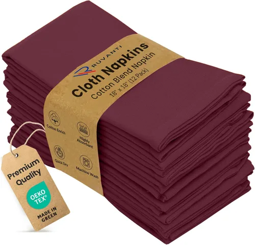 Vista 21 de Ruvanti - Juego de 4 servilletas de tela de 45x45 centímetros, lavables, suaves, duraderas, absorbentes, mezcla de algodón. Servilletas de mesa