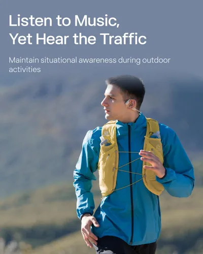 Vista 4 de SHOKZ OpenRun Pro Mini- Auriculares de conducción ósea con Bluetooth, auriculares deportivos inalámbricos de oreja abierta para correr y entrenar