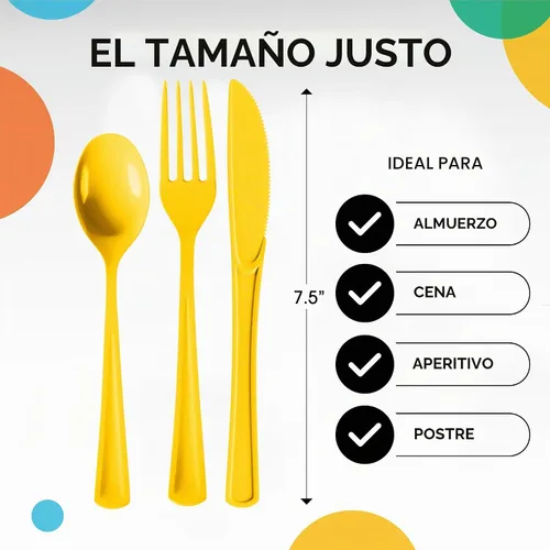 Vista 4 de Party Solids Cubiertos de plástico negro resistente, 150 piezas, cubiertos desechables negros, juegos de utensilios, 50 de cada tenedor, cuchillos