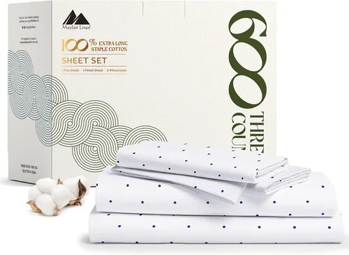 Vista 147 de Mayfair Linen Juego de sábanas de 100% algodón egipcio, tamaño individual (paquete de 2) – Sábanas de lujo blancas de 600 hilos, tamaño individual