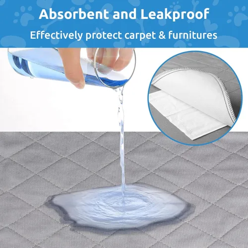 Vista 3 de CoolShields - Alfombrilla lavable para orines de cachorro, 48 X 65 extra grande, tapete impermeable para entrenamiento de parto en corralito, jaula