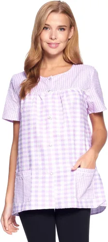 Casual Nights Camisa médica para mujer con broches de presión en la parte delantera, delantal tipo chaleco Smock tejido con bolsillos