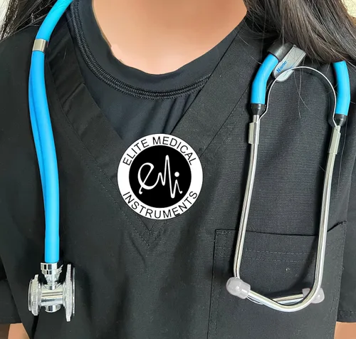 Vista 2 de EMI EBE-340 Sprague Rappaport - Estetoscopio con esfigmomanómetro aneroide negro manual para presión arterial (celeste/negro)