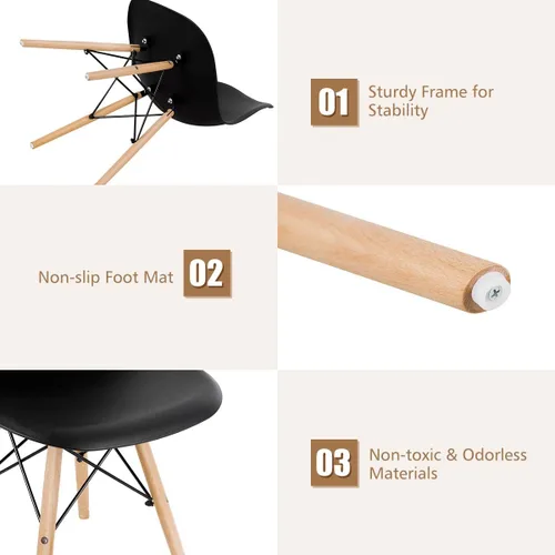 Vista 21 de GOFLAME DSW - Sillas de comedor, sillas de plástico con patas de madera, sillas sin brazos de estilo moderno para sala de estar, cocina, dormitorio