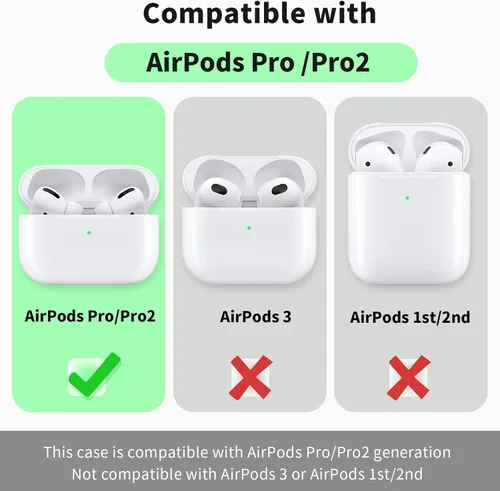 Vista 6 de Funda para AirPods Pro con kit de limpieza, funda de silicona suave para Apple AirPod Pro de 1ª/2ª generación, accesorios de funda AirPods Pro/Pro 2