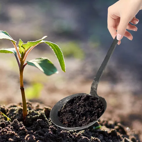 Vista 2 de Cuchara de hierro forjado de jardín Cuchara de acero de alto carbono para perros Comida para perros Bonsai Tierra Potting Scoop