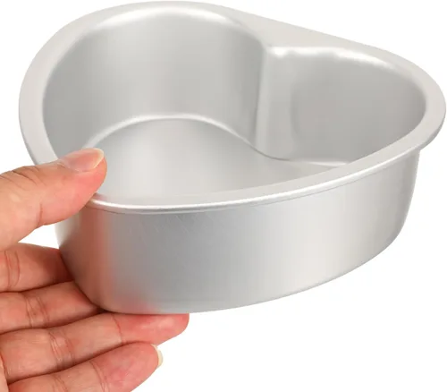Vista 3 de Molde de aluminio para tartas en forma de corazón de 6 pulgadas para bodas, fiestas de cumpleaños, molde pequeño en forma de corazón para 1-2