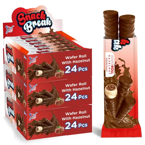 Vista 12 de Snack Break Snacks de oblea enrollada de coco con relleno cremoso de coco, bocadillos de oblea envueltos individualmente, (paquete de 24)