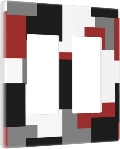 Vista 56 de Placa de Interruptor de Luz de Palanca Única Abstracta en Negro, Blanco y Gris, Cubierta de Tomacorriente, Placa de Pared Decorativa de Un