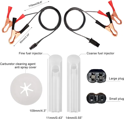 Vista 3 de Adaptador universal de limpiador de inyector de combustible, con adaptador de boquillas de inyectores de 2 tamaños, kit de limpieza de inyector