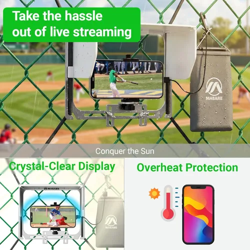 Vista 2 de Soporte de valla de teléfono celular para iPhone, Mevo Start, teléfonos, GoPro y otras cámaras de acción, kit de montaje para Gamechanger a una
