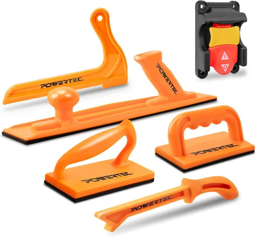 Vista 26 de POWERTEC Bloque de empuje y empujador para sierra de mesa, mesa de enrutador, sierra de cinta y ensambladora, asas ergonómicas, agarre máximo