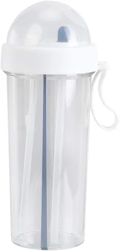 Botella de agua de doble uso 20.3 fl oz Innovadora botella de agua de doble uso Taza de agua de paja para el hogar al aire libre Camping Deporte