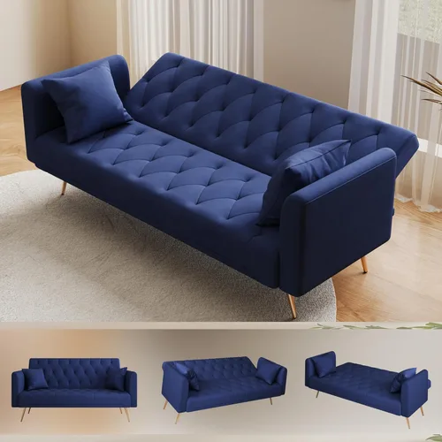 Vista 46 de Sofá cama moderno de terciopelo de 72 pulgadas, sofá cama plegable convertible con 3 respaldos ajustables, sofá biplaza reclinable copetudo