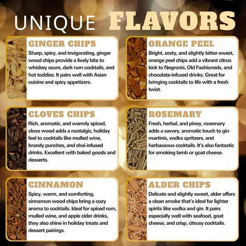 Vista 4 de 12 virutas de madera para ahumador de cócteles/pistola ahumadora Virutas de madera para ahumar whisky/bourbon/Old Fashioned Cerezo, manzana