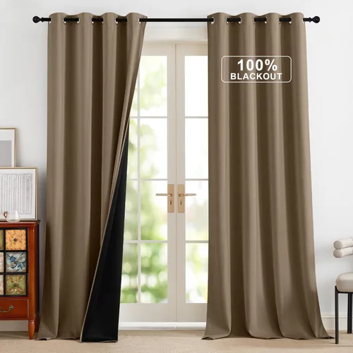 Vista 65 de NICETOWN Cortinas 100% Opacas Cortas de 36 Pulgadas de Largo para Dormitorio, Privacidad Aislamiento Térmico con Ojales Cortinas de Ventana