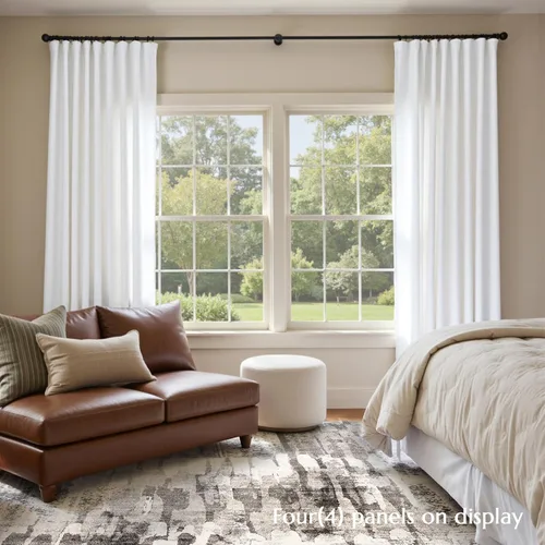 Vista 8 de JINCHAN Cortinas blancas para sala de estar, cortinas texturizadas de lino de 96 pulgadas de largo, cortinas de estilo casual con pestaña trasera