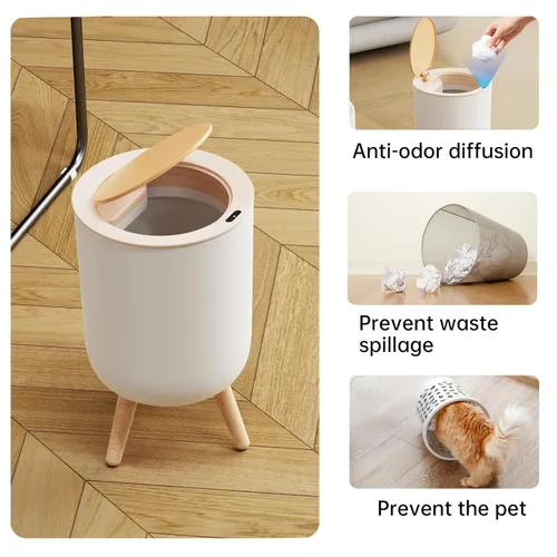Vista 6 de URALFA Cubo de basura con sensor de movimiento con tapa, cubo de basura para baño, pequeño cubo de basura blanco sin contacto con patas, papelera