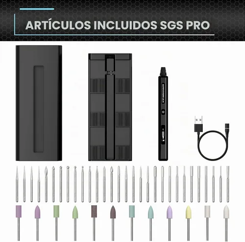 Vista 7 de AM ARROWMAX - Mini bolígrafo de grabado con 42 puntas, herramienta rotativa, control de movimiento inteligente, OLED, Bluetooth, aplicación, carga