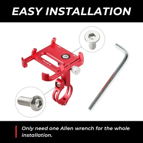 Vista 4 de Soporte universal para teléfono para bicicleta y motocicleta, soporte universal para manillar de bicicleta, clip de aluminio giratorio de 360°