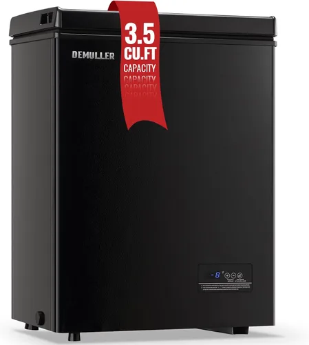 DEMULLER Congelador profundo de 3.5 pies cúbicos con panel de visualización de temperatura, mini congelador con cesta extraíble, adecuado para