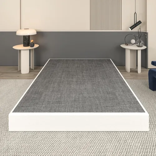 Vista 10 de Base de cama con somier individual de 7 pulgadas, base de colchón individual de metal para uso pesado con cubierta de tela, fácil montaje