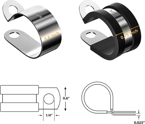 Vista 3 de Kit surtido de 80 abrazaderas de cable, 7 tamaños de abrazadera de cable de metal de acero inoxidable 304, abrazaderas de alambre aisladas