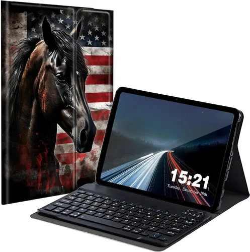 Vista 31 de Funda de teclado para Samsung Galaxy Tab S6 Lite 2022/2020, Galaxy Tab S6 Lite SM-P610/P613/P615/P619 con teclado Bluetooth inalámbrico desmontable