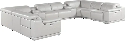 Vista 596 de BlackJack Furniture Venice - Sofá modular de cuero italiano de grano superior de 5 piezas con 3 reclinables eléctricos, reposacabezas ajustable