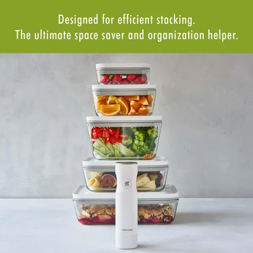 Vista 11 de ZWILLING Fresh & Save Juego de 2 Piezas de Pequeños Recipientes de Almacenamiento de Alimentos de Vidrio con Sellado al Vacío y Tapas Herméticas