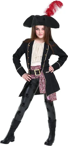 Buccaneer Pirate Costume Girls Dress-Up Pirate Jacket Hat Shirt Pants