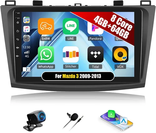 Vista 8 de Android 13 Estéreo de coche para Mazda 3 2009-2013, 9 pulgadas, pantalla táctil, radio de coche, unidad principal Android con enlace de espejo