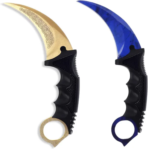Vista 10 de Karambit - Cuchillo táctico de hoja fija, 2 piezas de acero inoxidable para exteriores, cuchillo de caza con funda y cable, adecuado