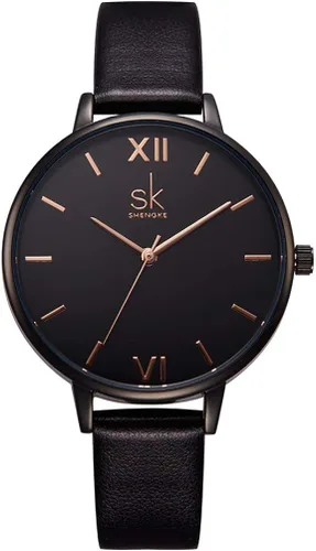 SHENGKE Reloj de pulsera para mujer, correa de cuero, relojes de cuarzo de lujo, para niñas, mujer, Relogio Feminino