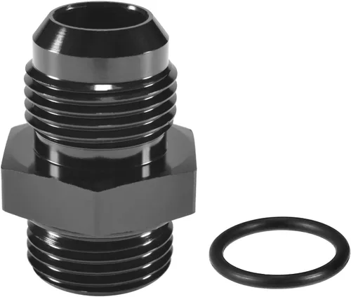 Vista 7 de 6AN ORB a 6AN Male Flare O-ring Boss Bomba de combustible Adaptador de montaje de riel Conector de aleación de aluminio negro anodizado