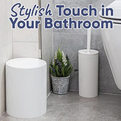 Vista 5 de Bathroom Accessories Sets Complete (7 pcs) Bathroom Accessories Set with Trash Can, Hand Soap Dispenser, Soap Dish, Toothbrush Holder, Qtip