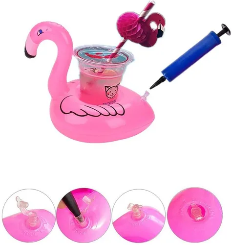 Vista 3 de Soporte inflable para bebidas: soporte para tazas de fiesta en la piscina con posavasos flotantes para diversión acuática