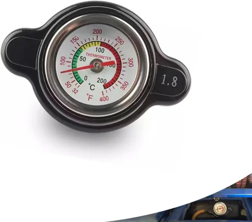 1 PC Tapa de Radiador de Presión Modificada para Auto con Medidor de Temperatura, Resistente a Agua de Metal 1,8 Bar Tapa de Tanque de Combustible