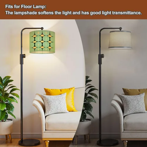 Vista 5 de Lampshades Green Lamp Shades 1 Pack Mid Century Vintage Modern Retro Atomic Geometric Drum Lamp Shades for Table Lamps Floor Lamps Replacement Easy