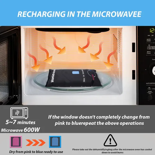 Vista 6 de Bolsa deshumidificadora de coche de 35.27 oz con alfombrilla antideslizante para tablero de instrumentos Desecante de gel de sílice recargable