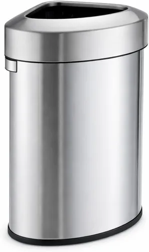 Home Zone Living Bote de basura de 16 galones con parte superior abierta para uso comercial y de oficina, diseño de esquina triangular, plateado, 60