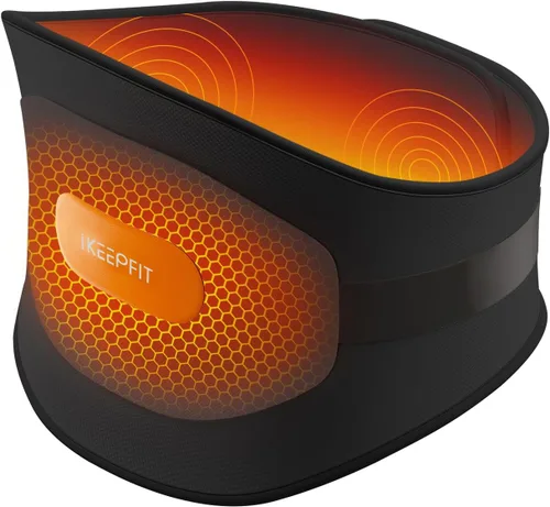 Vista 12 de IKEEPFIT Almohadilla térmica portátil para espalda, cinturón térmico inalámbrico con masajeador para aliviar el dolor de espalda baja, funciona