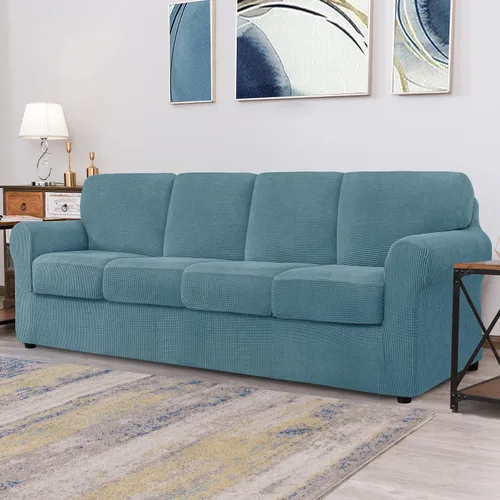 Vista 93 de CHUN YI Fundas para sofá de 7 piezas, lavables, fundas elásticas para sofá de 3 cojines con respaldo y fundas de cojín separados, protector