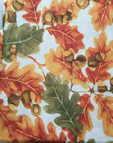 Vista 2 de Tela Imprimir Cosecha Hojas y Bellotas 60" Redondo