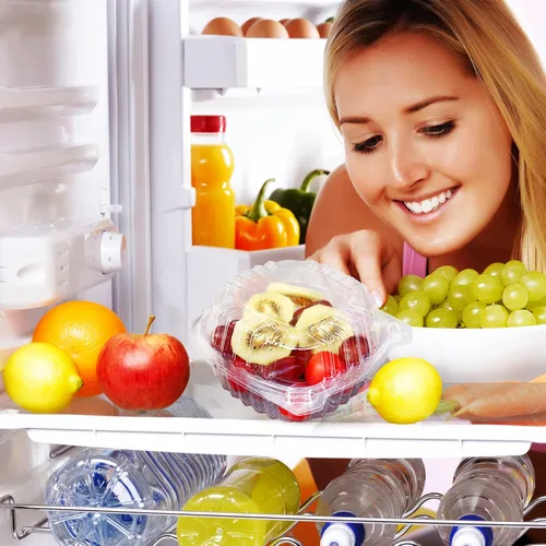 Vista 7 de 500 recipientes de plástico transparente con bisagras de 5.75 pulgadas, recipientes de plástico transparente para llevar, recipiente de comida