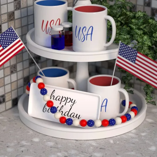 Vista 4 de 2 guirnaldas de cuentas de madera de limón con borlas de 40 y 40 pulgadas, guirnalda de cuentas de madera rústica de YuanDe de granja, bandeja