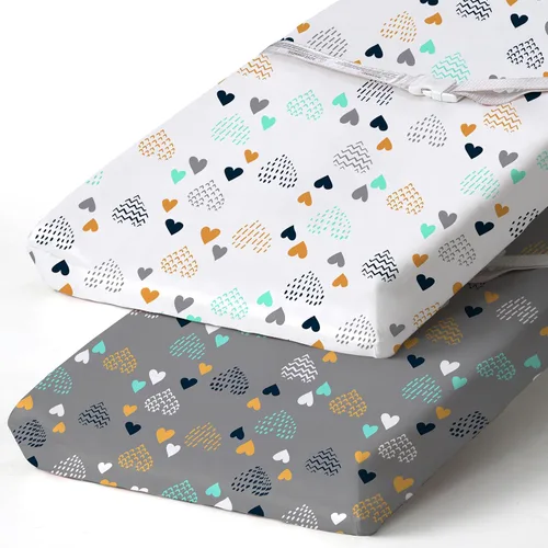 Vista 80 de BROLEX - Fundas elásticas para cambiador, funda para cambiador para bebés, niños y niñas, paquete de 2 unidades, punto de jersey, flecha y búho