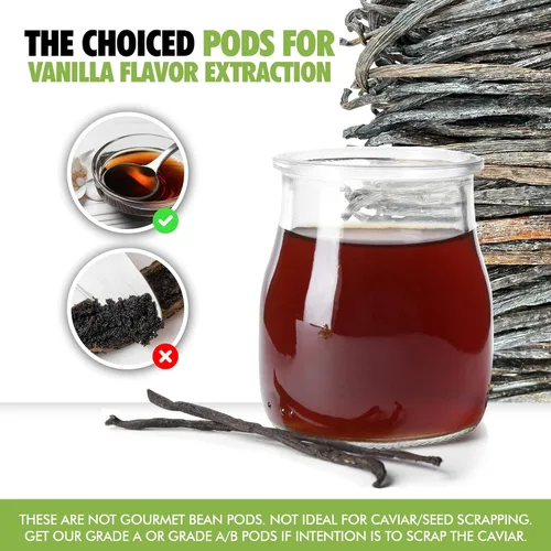 Vista 4 de FITNCLEAN HERBS AND SPICES - Vainas de vainilla orgánicas de Madagascar de grado B para extracto. Certificado orgánico USDA. 8 onzas