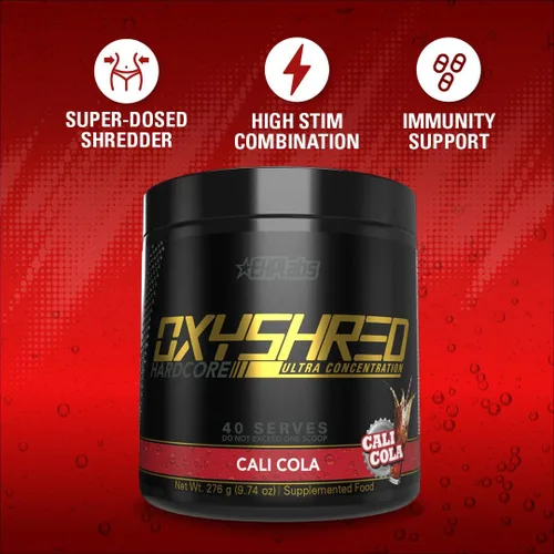 Vista 4 de EHP Labs OxyShred Hardcore Super Dosed Polvo de Pre Entrenamiento - Polvo de preentrenamiento con L Glutamina y Acetil L Carnitina, Bebida